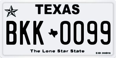 TX license plate BKK0099