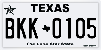 TX license plate BKK0105