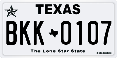 TX license plate BKK0107