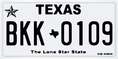 TX license plate BKK0109
