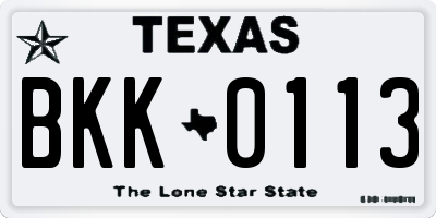 TX license plate BKK0113