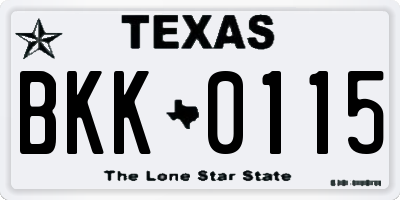 TX license plate BKK0115