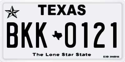 TX license plate BKK0121