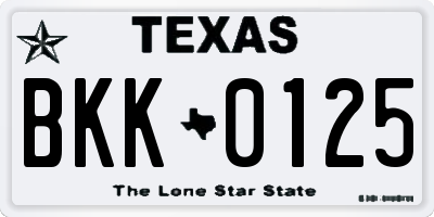 TX license plate BKK0125