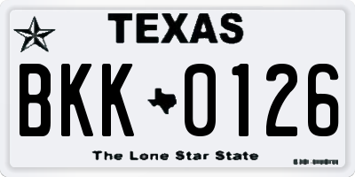 TX license plate BKK0126