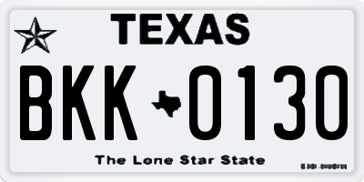 TX license plate BKK0130