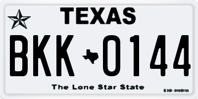 TX license plate BKK0144