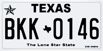 TX license plate BKK0146