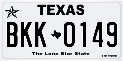 TX license plate BKK0149