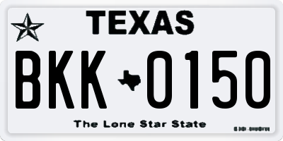 TX license plate BKK0150