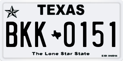 TX license plate BKK0151