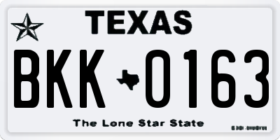 TX license plate BKK0163