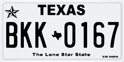 TX license plate BKK0167