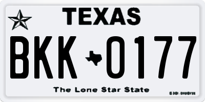 TX license plate BKK0177
