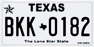 TX license plate BKK0182