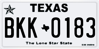 TX license plate BKK0183