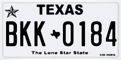 TX license plate BKK0184