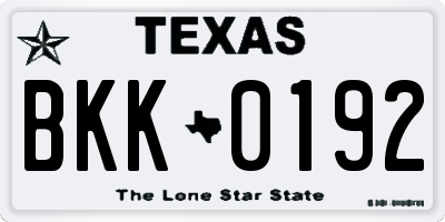 TX license plate BKK0192