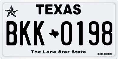 TX license plate BKK0198