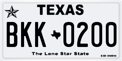 TX license plate BKK0200