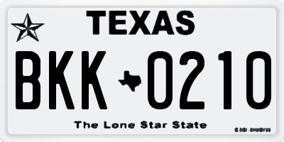 TX license plate BKK0210