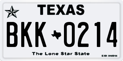 TX license plate BKK0214