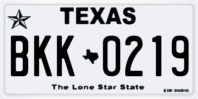 TX license plate BKK0219