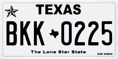 TX license plate BKK0225