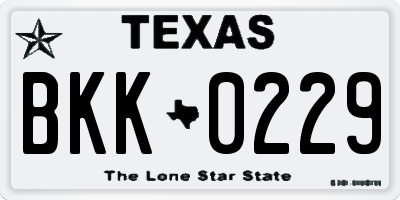 TX license plate BKK0229