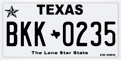 TX license plate BKK0235