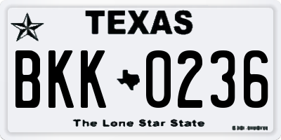 TX license plate BKK0236
