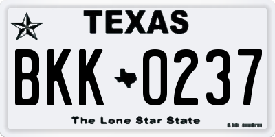 TX license plate BKK0237