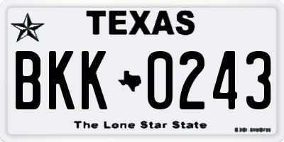 TX license plate BKK0243