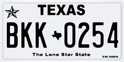 TX license plate BKK0254
