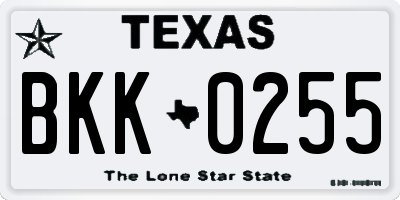 TX license plate BKK0255