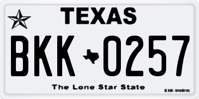 TX license plate BKK0257