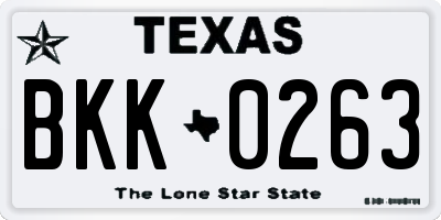 TX license plate BKK0263
