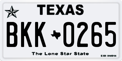 TX license plate BKK0265