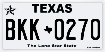 TX license plate BKK0270