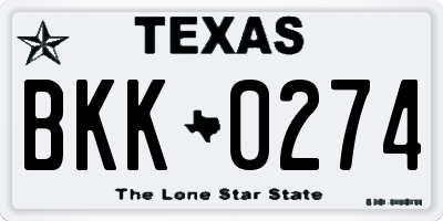 TX license plate BKK0274