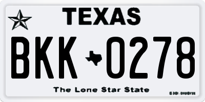 TX license plate BKK0278