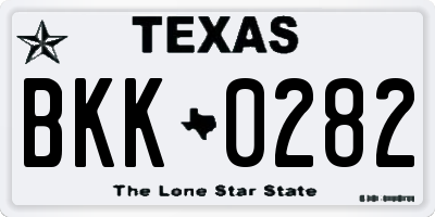 TX license plate BKK0282
