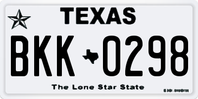 TX license plate BKK0298