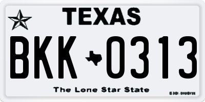 TX license plate BKK0313