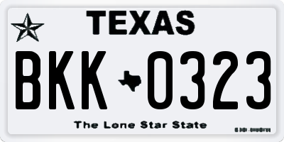TX license plate BKK0323