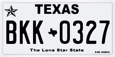 TX license plate BKK0327