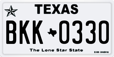 TX license plate BKK0330