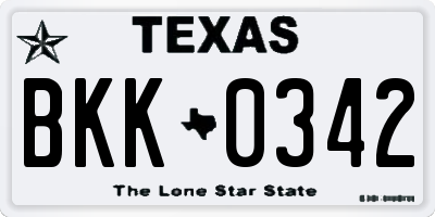 TX license plate BKK0342