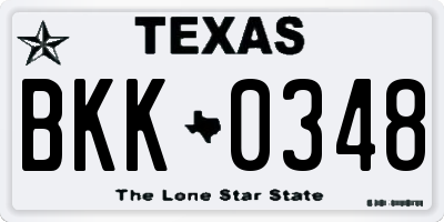 TX license plate BKK0348