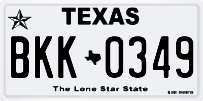 TX license plate BKK0349